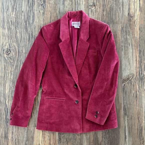 Vtg Worthington Corduroy Blazer Jacket Womens 10 Mauve Pockets Career Preppy - Picture 2 of 11